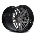 RVRN RV-T081 Gunmetal Gray Spoke with Gloss Black Barrel custom forged Challenger wheels built for aggressive stance