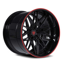 RVRN RV-T081 custom forged deep dish wheels for Ford Mustang Shelby GT500 in Gloss Black finish