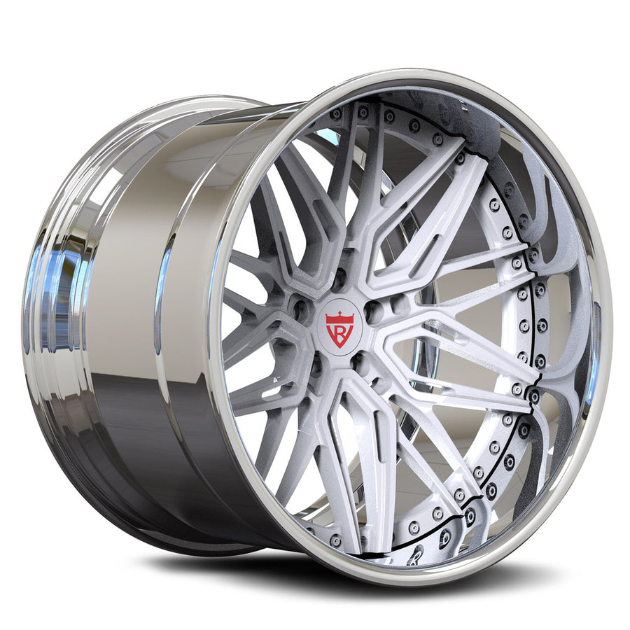 \RVRN RV-T081 forged JDM white wheels for Toyota GR Supra with white and chrome finish and custom deep dish design