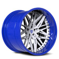 RVRN RV-T081 performance forged JDM wheels for Subaru BRZ with custom white and blue finish and deep dish profile