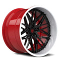 RVRN RV-T081 custom forged deep dish red black and white rims for Acura NSX designed for premium performance builds