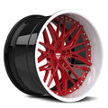 RVRN RV-T081 forged deep dish wheels with red black and white finish for Porsche 911 custom fitment
