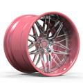Hot pink rims with chrome barrel RV-T081 forged wheel designed for aggressive truck styling and premium visual impact