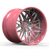 Hot pink rims with chrome barrel RV-T081 forged wheel designed for aggressive truck styling and premium visual impact