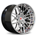 RVRN RV-T081 forged multi spoke deep dish lamborghini wheels black with chrome finish aggressive stance design
