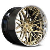 Lamborghini Huracán with RVRN RV-T081 deep dish wheels polish frozen gold with black finish, aggressive performance setup