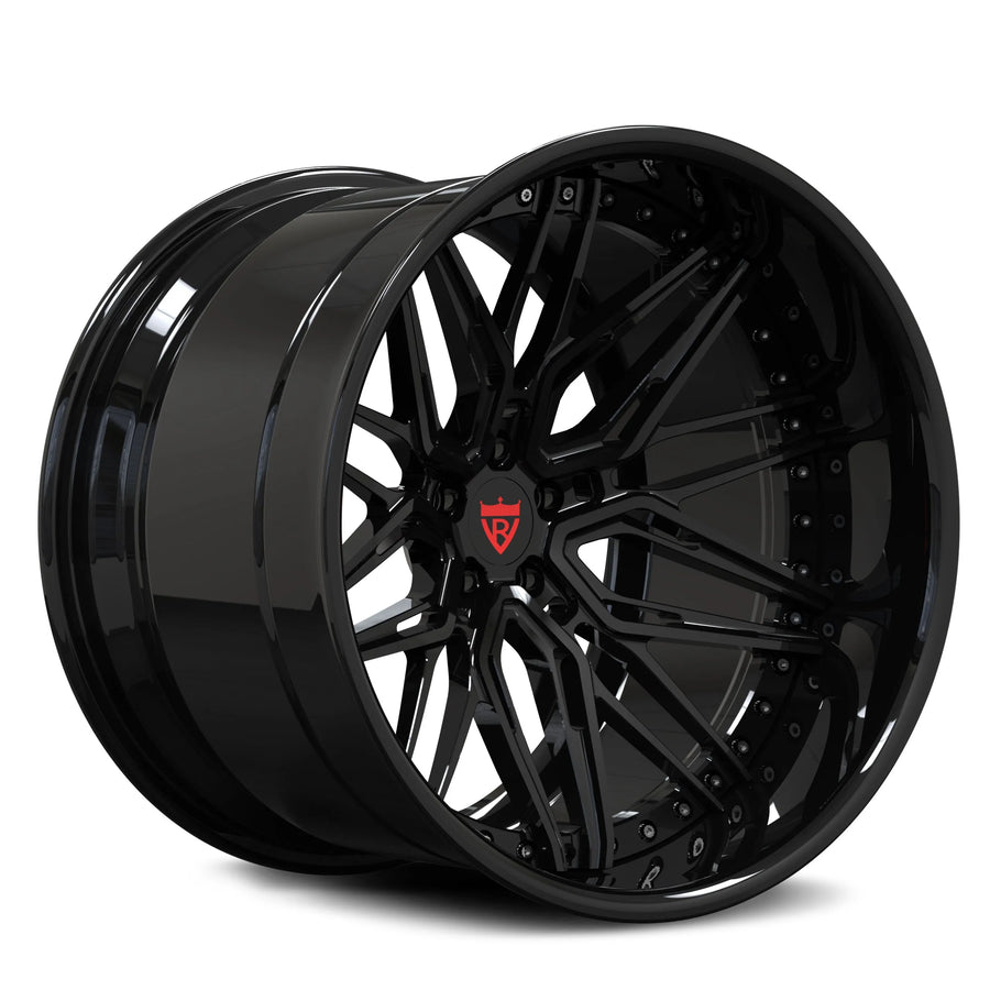 RVRN RV-T081 gloss black 2-piece deep dish wheel with a multi-spoke face for Toyota GR86 builds