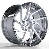 custom forged mustang wheels multi spoke design with white and chrome finish tailored to exact vehicle specifications