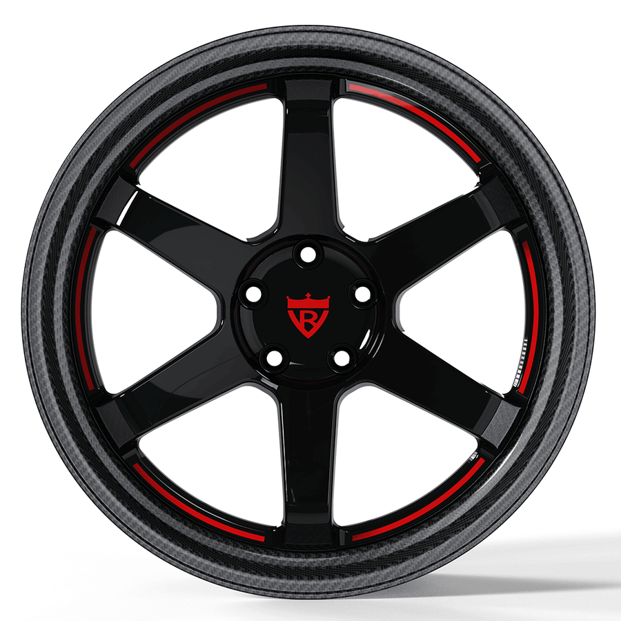 RVRN forged 6 spoke rims black and red finish lightweight performance wheels for Audi