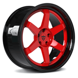 RVRN lightweight forged 6 spoke rims red and black finish for McLaren supercar setups