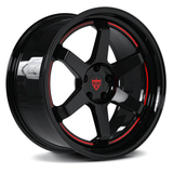 Lightweight forged 6 spoke wheels by RVRN designed for high performance driving and precision handling