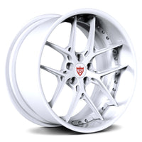 RV-DR08 all white forged deep dish wheel designed for Corvette performance builds and clean motorsport aesthetic