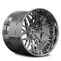 RVRN RV-DC69 custom forged wheels featuring a premium gloss black and chrome finish, showing the contrast-painted luxury metallic design.