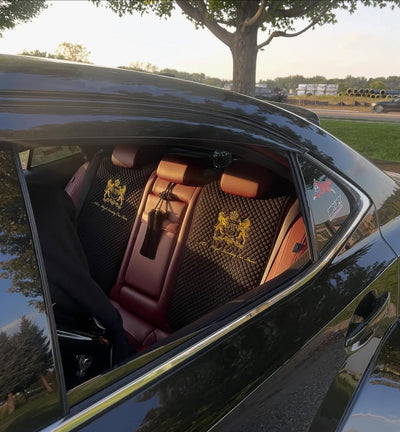 Side view of 2014 Lexus IS350 featuring T081 custom deep dish forged wheels in polished rose gold, highlighting aggressive stance and perfect fitment.