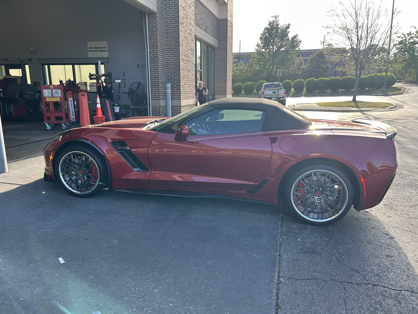 custom forged 2 piece deep dish wheel polished barrel red hardware