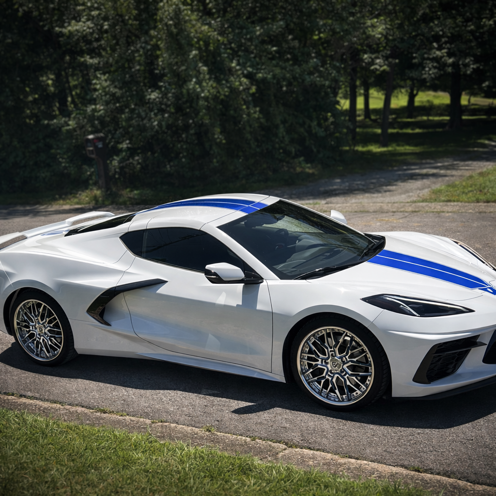 2024 Corvette C8 Stingray with custom deep dish wheels, 19x8.5 front 20x11 rear forged fitment, design your own wheels