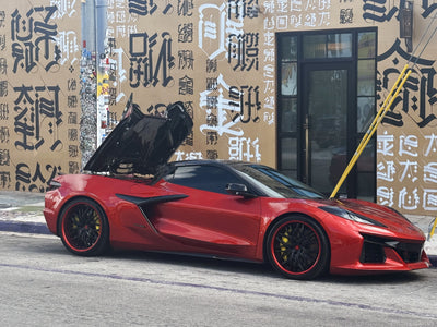 C8 Corvette E-Ray rear stance with RVRN RV-T081 forged wheels 21x13 deep lip performance fitment