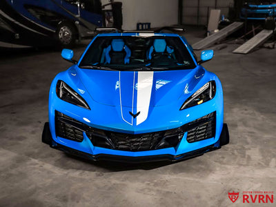 RVRN RV-T081 2025 Corvette C8 Z06 Close-Up Front Wheel 20x10 Gloss Black with Rapid Blue Lip & Screws