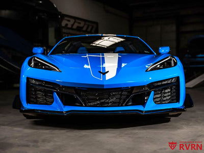 RVRN RV-T081 2025 Corvette C8 Z06 Close-Up Rear Wheel 21x13 Gloss Black with Rapid Blue Lip & Screws