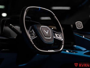 RVRN RV-T081 2025 Corvette C8 Z06 Rear Wheel Installed Gloss Black 21x13 Deep Lip