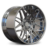 Custom forged 2-piece Corvette wheels with concave design and chrome finish, perfect for C8 aftermarket upgrades.