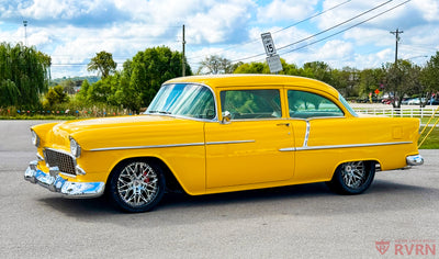 Profile shot of 18x8J deep dish forged wheel on 1955 Chevy Truck, truck custom wheels