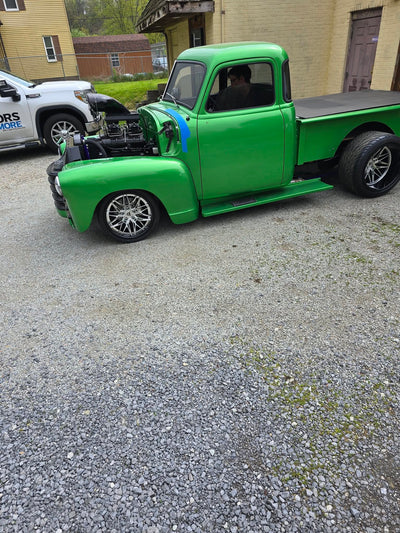 Close-up of deep lip detail on RV-T081 forged wheels for 1951 Chevy Truck, fully custom build options