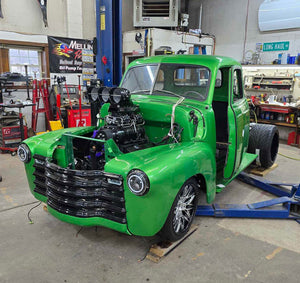 1951 Chevy Truck with custom forged deep dish wheels in 18x8 and 20x14 sizing, design your own wheels