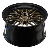 Custom forged two-piece deep dish wheel for Porsche 718 Cayman, featuring a bronze finish with a sleek black barrel.