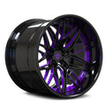Custom forged purple and black deep dish wheel, ideal for Dodge Charger, Challenger, and Durango.