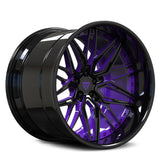 CUSTOM FORGED 2-PIECE DEEP DISH PURPLE & BLACK WHEELS: RV-T081