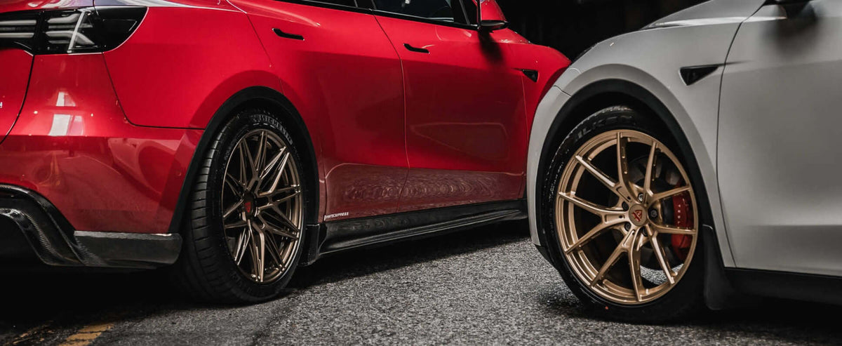 Tesla Model Y with 20 Inch Aftermarket Wheels – Urban Background