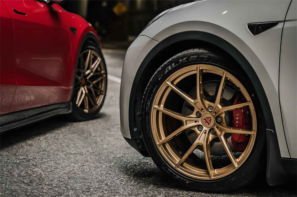 Tesla Model Y on RVRN RV-MB373 forged wheels in Gold (photo 04)