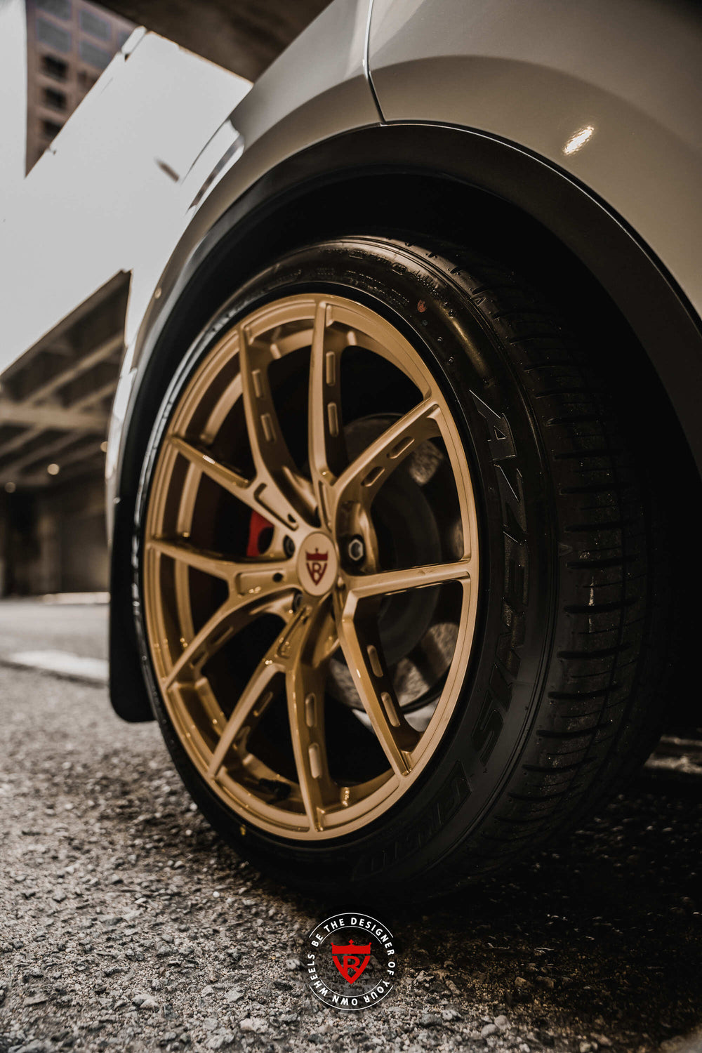 Tesla Model Y on RVRN RV-MB373 forged wheels in Gold (photo 08)