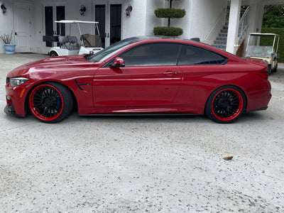 2020 BMW M4 with custom 20 inch forged wheels, staggered 20x9.5 front and 20x10.5 rear fitment, design your own wheels