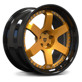 Gloss Bronze and Black custom forged wheels – RVRN 2-piece step lip design for street and track builds.