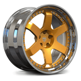 Transparent Bronze and Chrome forged 2-piece wheels by RVRN, luxury aftermarket forged wheel upgrade.