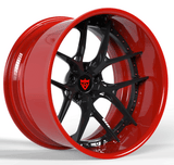 2-PIECE CONCAVE RED AND BLACK FORGED WHEEL : RV-DR08D - RVRN WHEELS