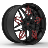 Custom Maserati Wheels & Rims-RM01-Fully Forged 2pc Series-Maroon and black rims-RVRN Forged