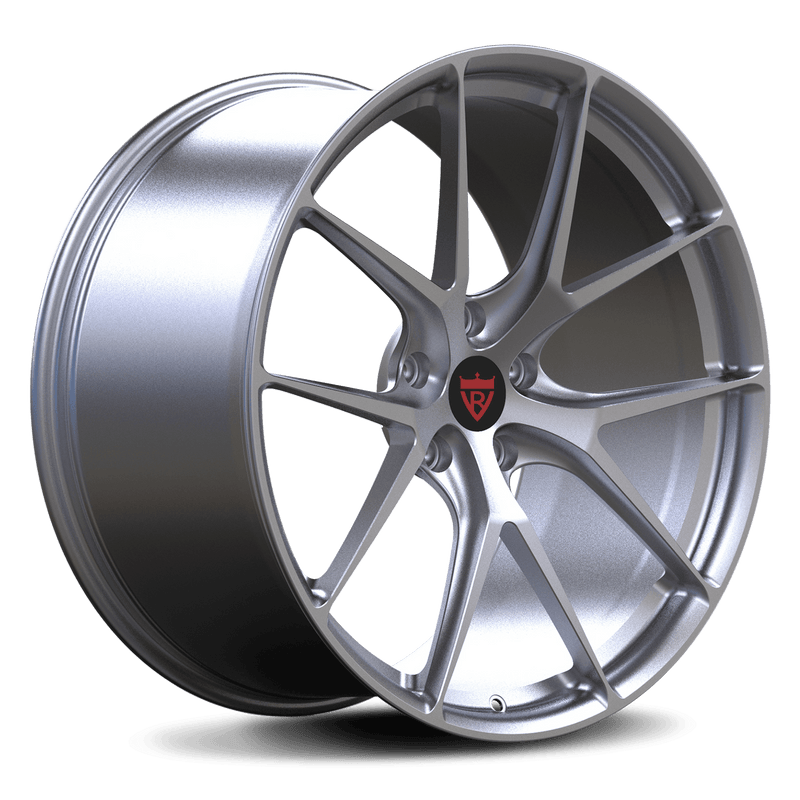 Custom 1-piece forged wheel RV-MP200, lightweight silver rim for high-performance vehicles, including Porsche.