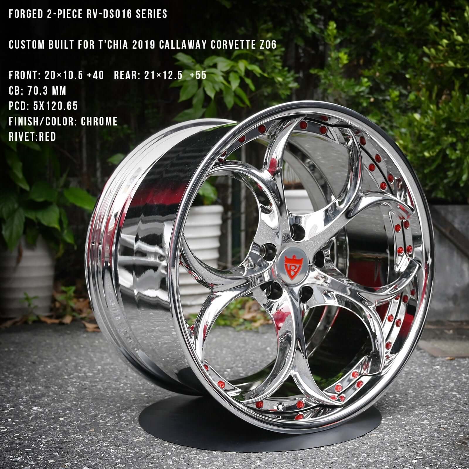 CUSTOM 2 PIECE FORGED GLOSS BLACK AND RED WHEELS SERIES: RV-DS016