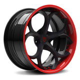 CUSTOM 2 PIECE FORGED GLOSS BLACK AND RED WHEELS SERIES: RV-DS016 - RVRN WHEELS