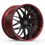 Chevy Camaro Wheels: deep dish custom forged 2pc rims-RVRN RV-T081 series-red and black rims