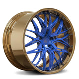 Chevy Camaro Wheels: deep dish custom forged 2pc rims-RVRN RV-T081 series-blue and bronze rims