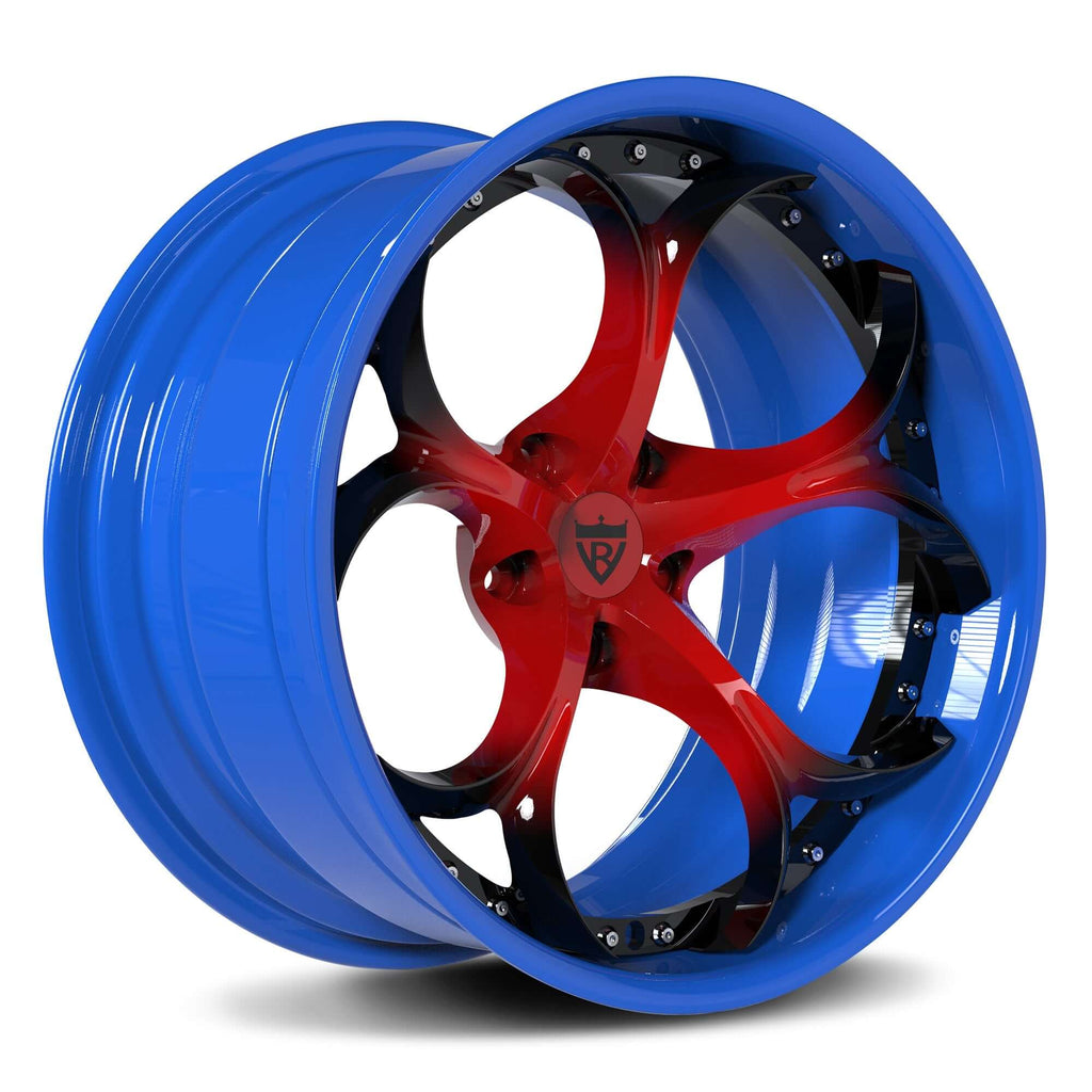 CUSTOM 2 PIECE FORGED ORANGE WHEELS: RV-DS016-RVRN FORGED