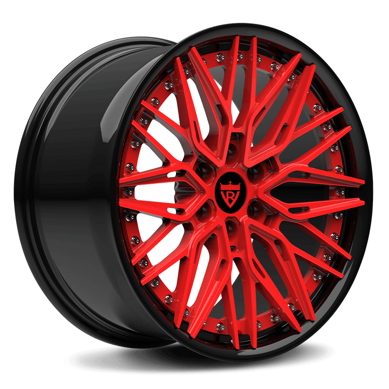 T081-Dodge Viper wheels-6 lug custom forged 2-piece red rims-RVRN Forged