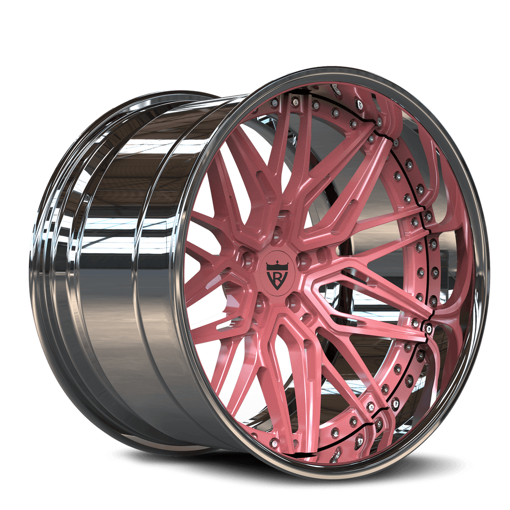 CUSTOM DEEP DISH 2-PIECE FORGED WHEELS: RV-T081 PINK RIMS