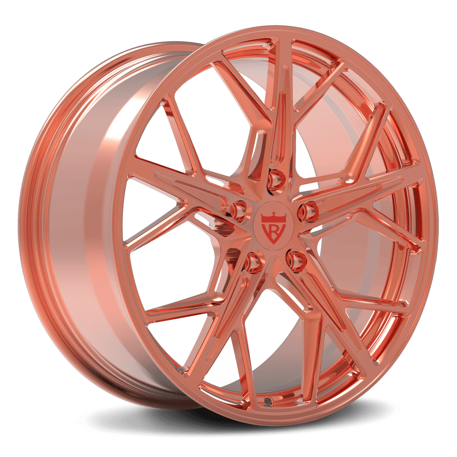 Custom forged monoblock rose gold wheel for Corvette C8, upgrade your ride with premium aftermarket custom rims.