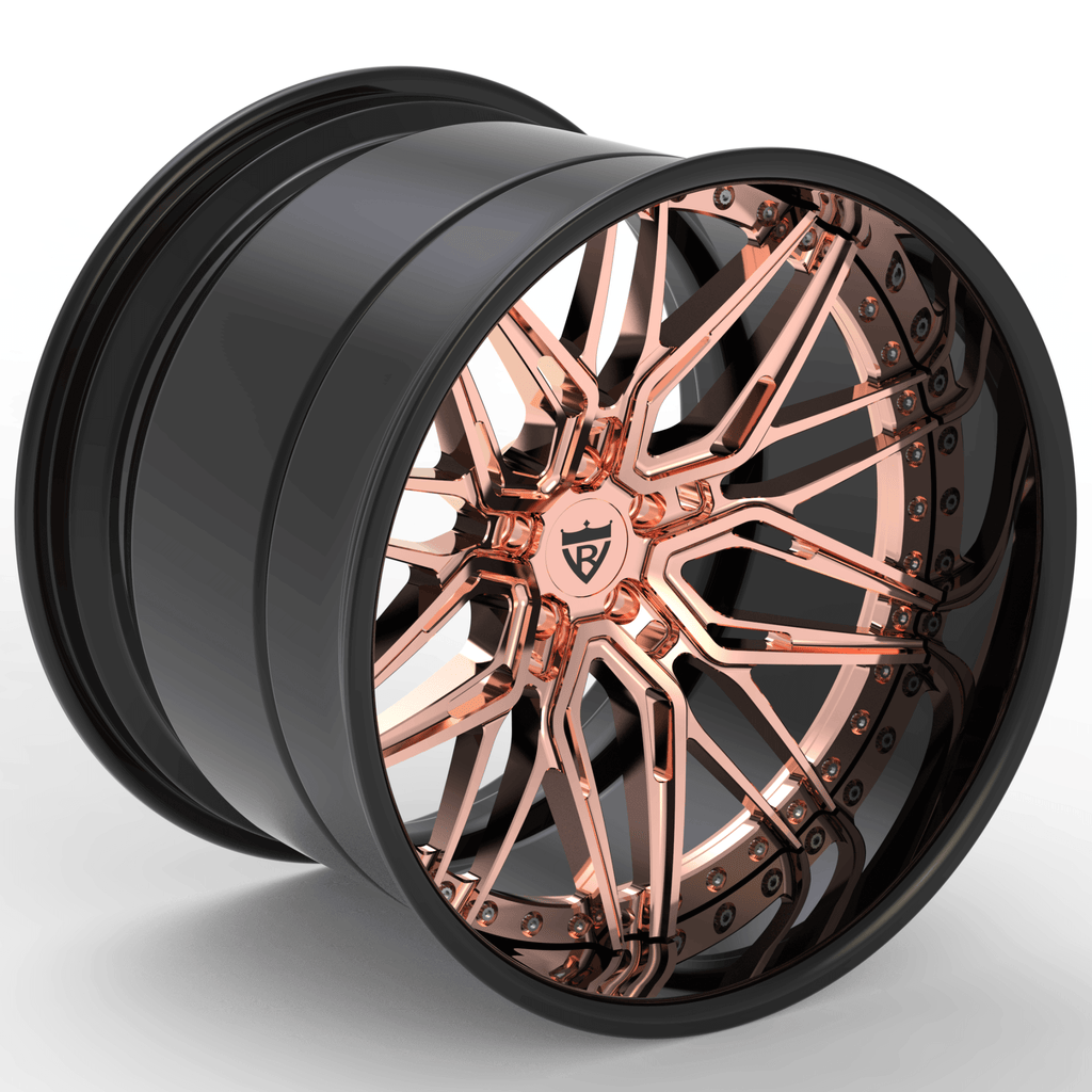 DEEP DISH 3-PIECE FORGED WHEELS RV-T081: ROSE GOLD RIMS