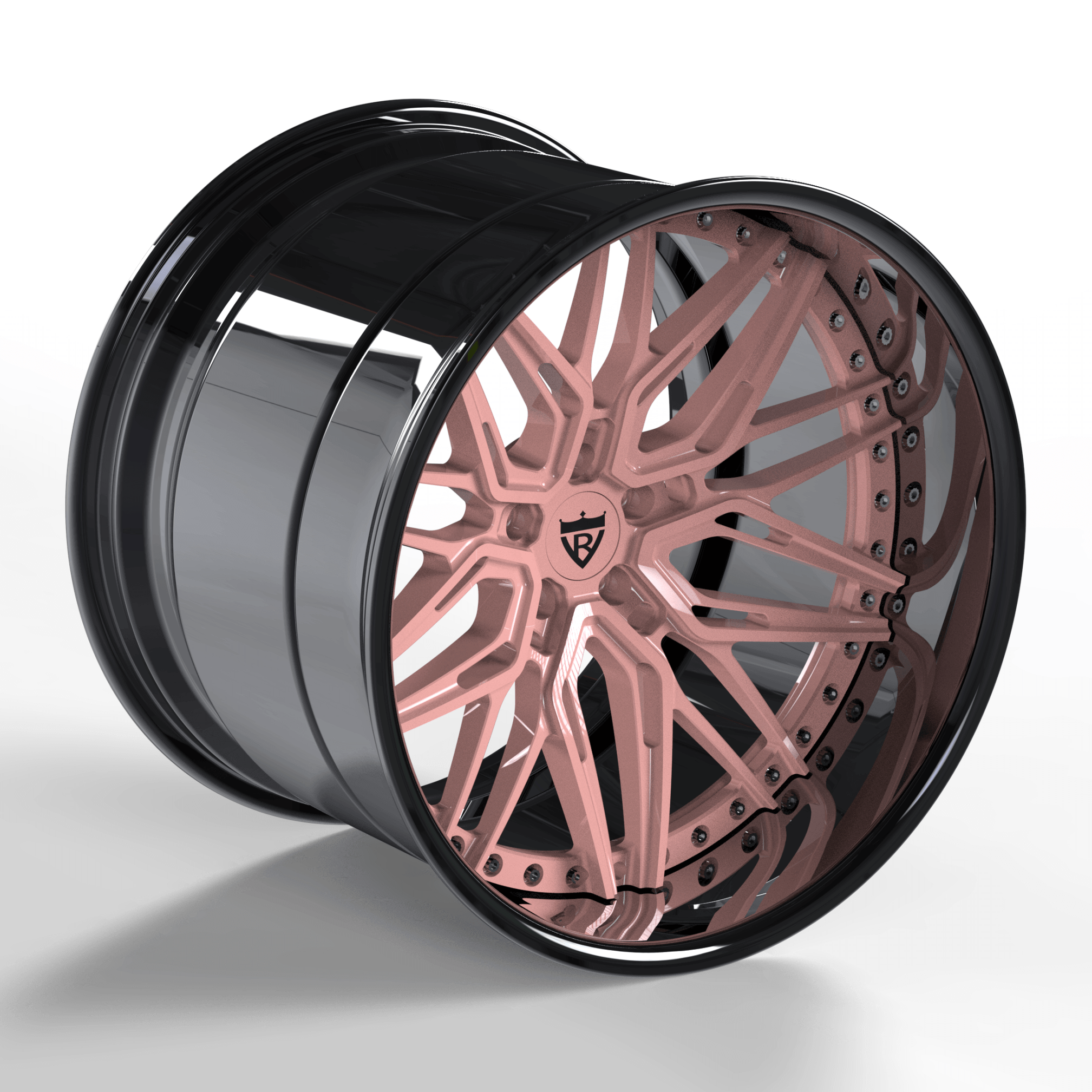 CUSTOM DEEP DISH 2-PIECE FORGED WHEELS: RV-T081 PINK RIMS
